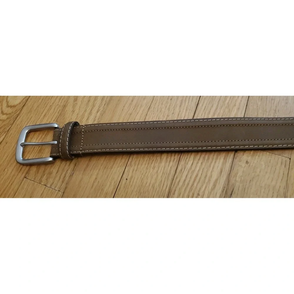 RealTree Belt Mens Size 32 Brown Leather Casual Double Stitched 1.5